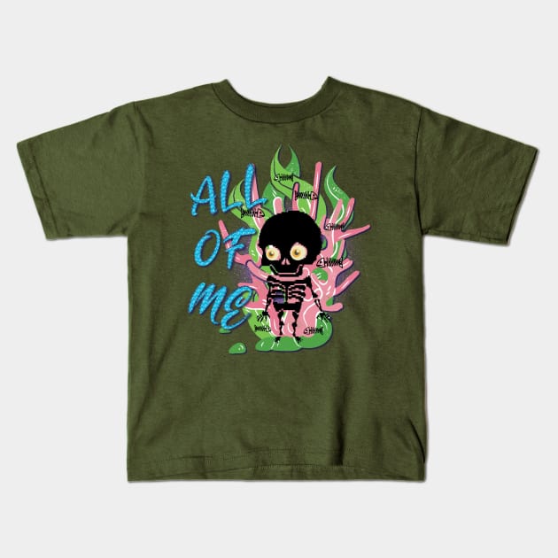 Teethgrinder Glitch Skull - All Of Me Kids T-Shirt by Persius Vagg